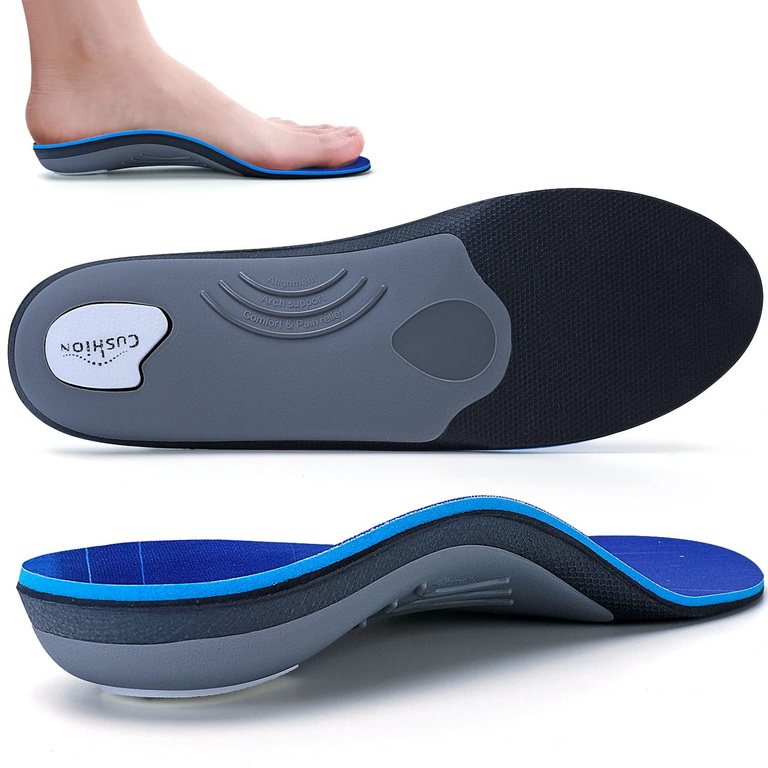 Walkomfy Heavy Duty Support 210+lbs Plantar Fasciitis Insoles for Women ...