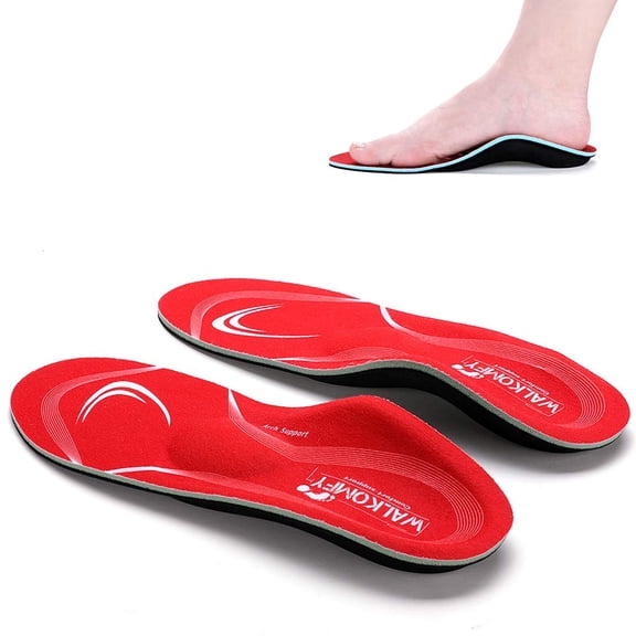 Walkomfy Pain Relief Orthotics, Plantar Fasciitis Arch Support Insoles Shoe Inserts for Maximum Support/All-Day Shock Absorption/Designed for Men and Women (Mens 9-9 1/2 | Womens 11-11 1/2, red-w107a)