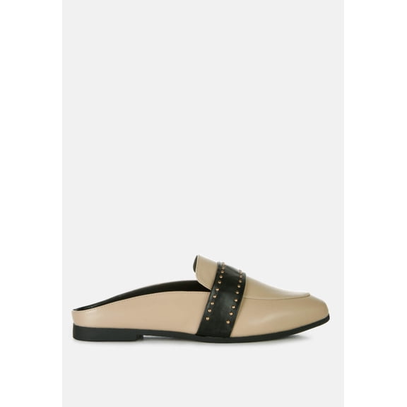Walkout Faux Leather Studded Detail Mules