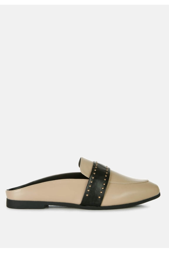 Walkout Faux Leather Studded Detail Mules