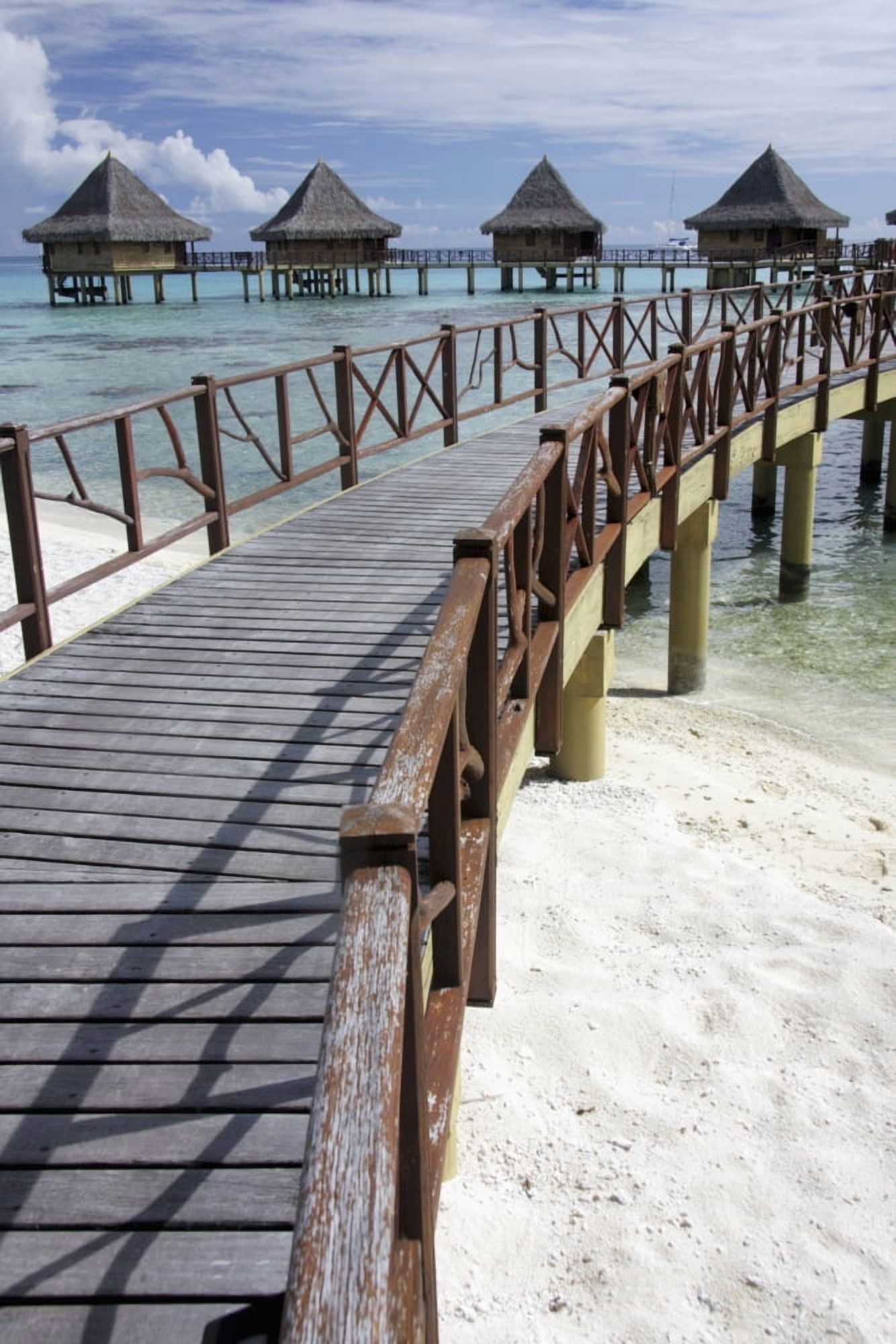 Walkway To Holiday Huts Over Lagoon Canvas Art - Michelle Dry Design Pics (12 x 19)