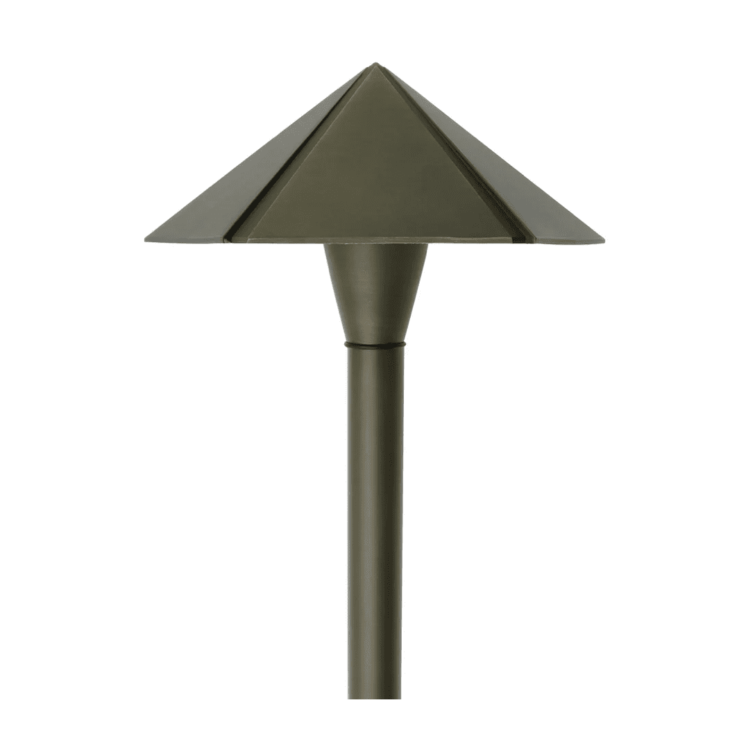 Black Solid Brass Triangular Pathway Light with Halogen Bulb