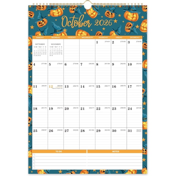 Wall 2026-2027 - , Jul 2026 Dec 2027, Large 2026-2027, 18 Monthly with Hook, 12" x 17", Perfect for Organizing 12 Different mes