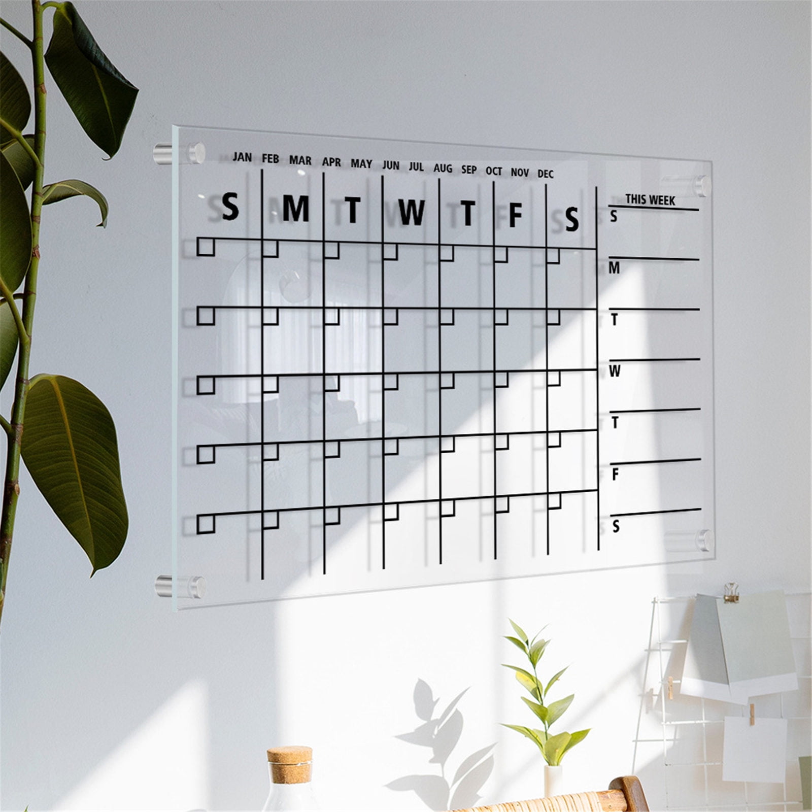  Acrylic Calendar Dry Erase Calendar for Wall, Clear