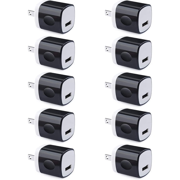 Wall Adapter 10 Pack, 1A 5V Single Port Charr Power USB Plug Charging Cube Block Box Compatible iPhone 14 13 12 SE 11, Galaxy S23 Ultra S22 S21 FE S10e S9 A13 A03s A71 A51 Note20 Google 8A 7A