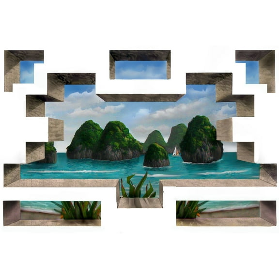 Wall-Ahhh! 3D Architectural Trompe-l'oeil  Tropical Thailand Wall Mural Beachside Villa