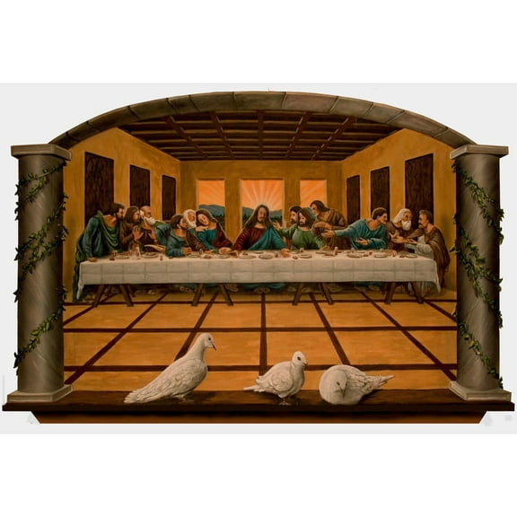 Wall-Ahhh! 3D  Last Supper with Three Doves Wall Mural