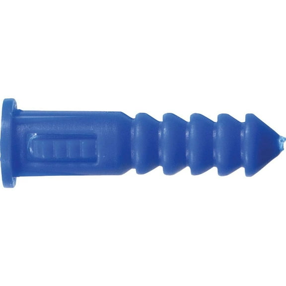 Wall Anchor, Blue Ribbed Plastic, 8-10-12 X 1-1/4", 100 PK., Hillman, 370329