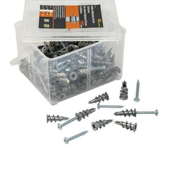 Wall Anchors E8 13X31mm 3 Tip Zinc Alloy Plugs and Drywall Screws Kit,200Pcs