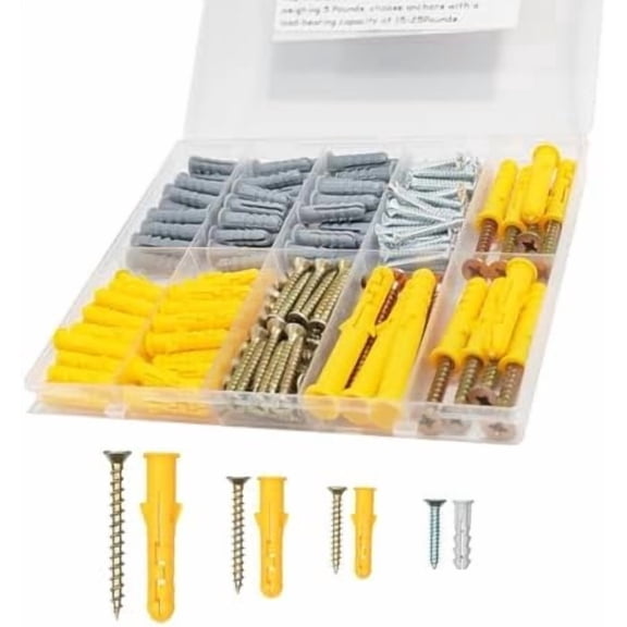 Wall Anchors kit for  Art Decor, 172 count Picture Hanger Assortment Kit for Drywall Concrete Brick,86pcs  Flat  Screws and 86 count Dry Wall Anchors,Replace Picture  Nails