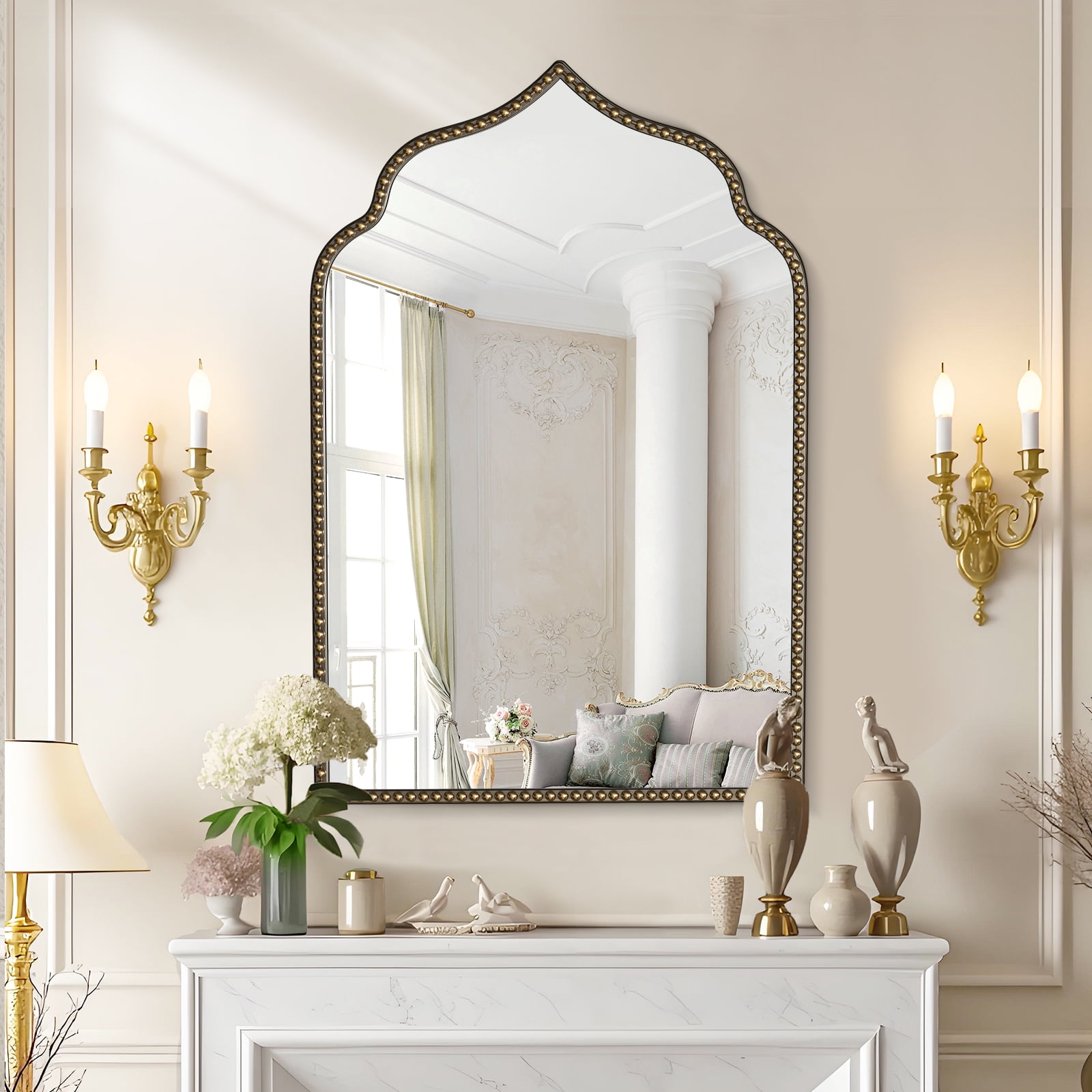 Goosiay Arched Mirror for Wall, 20" x 30" Vintage Gold Mirror, Wall Mirror for Living Room, Bathroom, Bedroom, Entryway, Antique Bronze Mirror