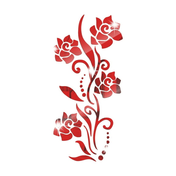 Wall Art 3D Acrylic Roses Wall Self- Removable Sticker for Living Room Bedroom Bathroom Home Beautify Interiors