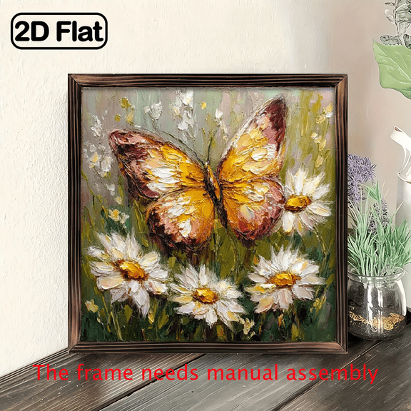 Wall Art - 8x8 Inch Square Polished Wood Frame, Rustic Farmhouse Decor, Lightweight Horizontal Wall Hanging for Home Office, Mothers Day Easter Gift, Office Wall Art Aesthetic Wall