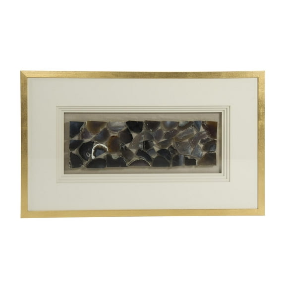 Wall Art Abstract MDF Polished Nickel Linen Glass Geode New ZT-2596