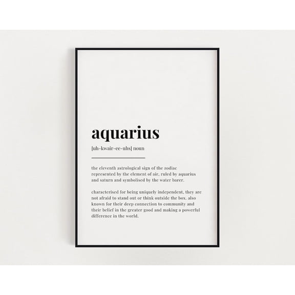 Wall Art, Aquarius Definition Meaning, Aquarius Gift, Print, Aquarius Definition Print Home Decor #3396, Unframed Canvas Size 16x24