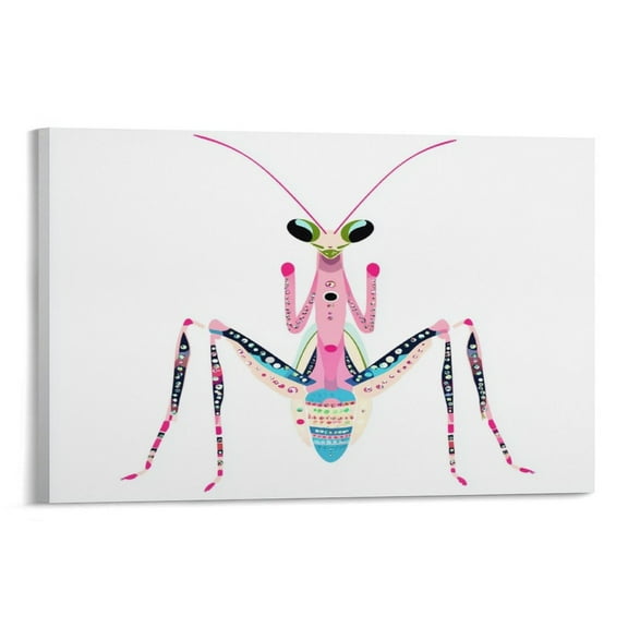 Wall Art for Bathroom Cute Praying Mantis Canvas Prints Wall Art Christmas Decorations Canvas Print for Office Farmhouse Kitchen Living Room Decor 08x12inch Framed Artwork