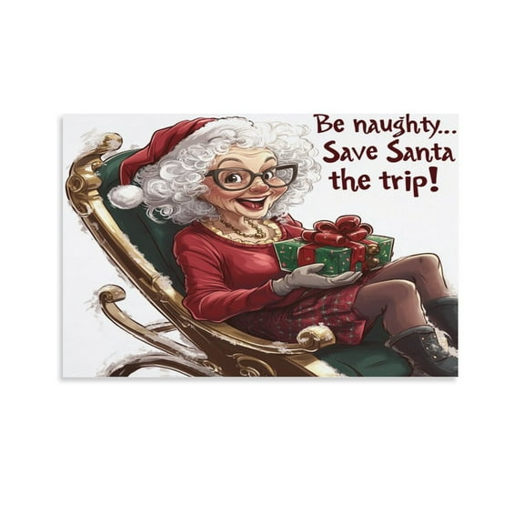 Wall Art for Bathroom Be Naughty Save Santa The Trip Living Room Art Claus Sleigh Rides Canvas Print for Home Pet Kids Wedding Bedroom Wall Art 24x36inch No Frame