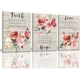 thumbnail image 1 of Wall Art for Bedroom Butterfly Wall Pictures Floral Paintings Faith Hope Love Quotes Inspirational Wall Art Watercolor Pink Flower Blossom Prints Bedroom Decor for Women Canvas Art 12x16inchx3pcs, 1 of 6