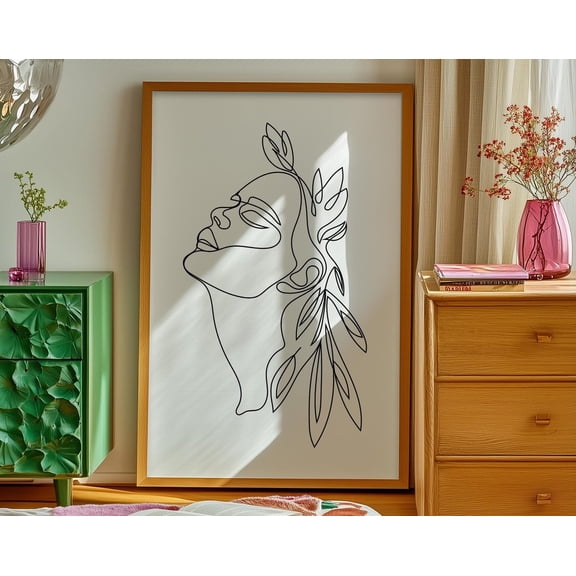 Wall Art, Bedroom Wall Art, One Line Drawing, Minimalist Art, Living Room Art, Boho Style, Modern Wall Art Simple Line Art, Minimalist Decor, 24x36 UNFRAMED