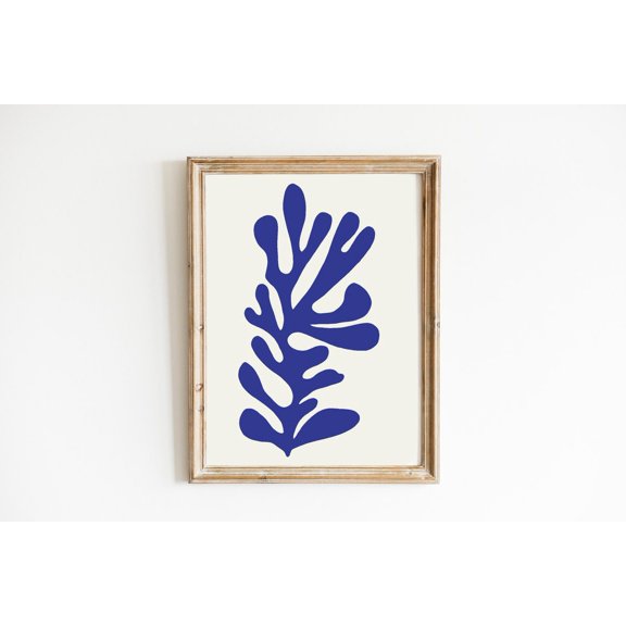 Wall Art Blue Blue Leaf, Unframed Paper Print