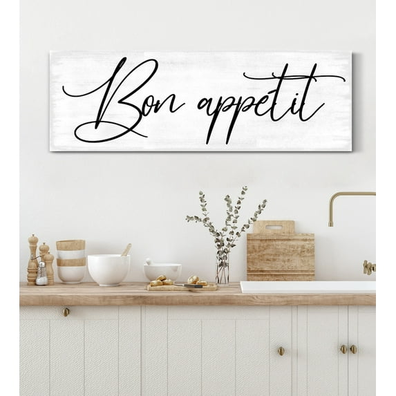 Wall Art Bon Appetit Sign Canvas Print Poster Canvas Art Prints Painting Picture Artwork Dining Room Kitchen Farmhouse Wall Decor No Frame