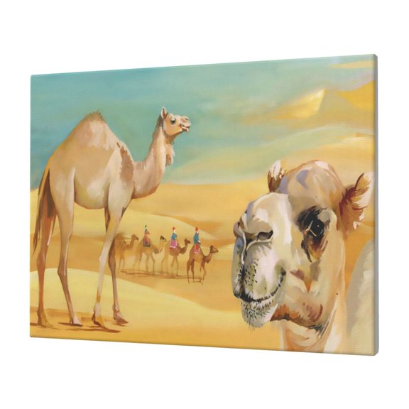 Wall Art Camels In The Desert Picture Canvas Wall Art Print Paintings Modern Artwork For Living Room Wall Decor And Home Décor Framed Ready To Hang-12×16 In