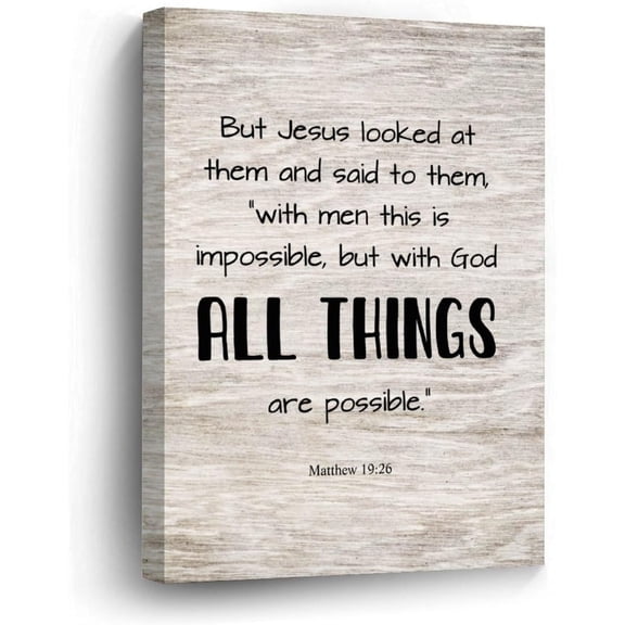 Wall Art Canvas 8x10in,But Jesus Looked at Them and Said to Them with Men This is Impossible But with God All Things are Po Canvas Wall Art Home Office Wall Decor Prints Artwork for Bed