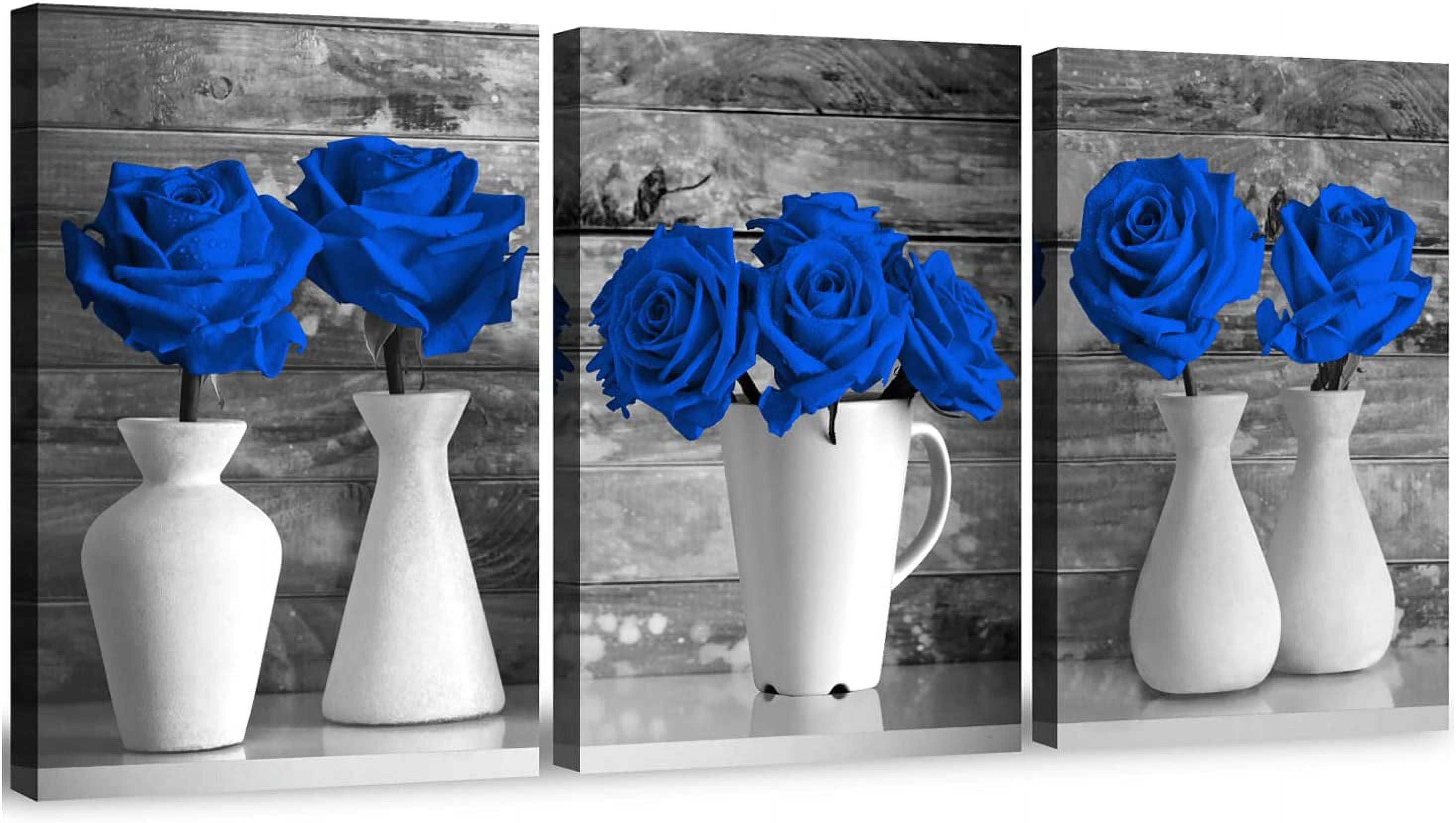 Wall Art Canvas Blue Rose Painting Flower Wall Art Pictures For Bedroom ...