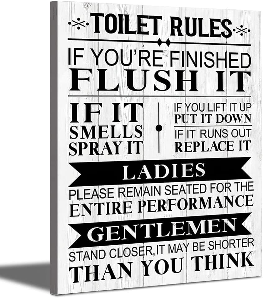 Wall Art Canvas Funny Toilet Rules Prints Painting Sign Bathroom ...