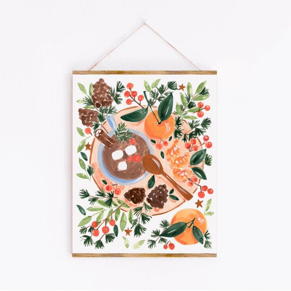 Wall Art, Clementines and Hot Chocolate (Multiple Sizes Available) Poster, Stretched Canvas Size 16x24 F03.1.19l1362