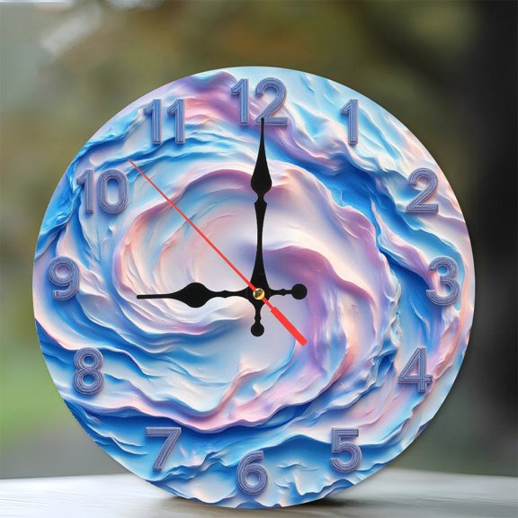 Wall Art Clock, Modern Abstract Design for Home Decor 10-Inch Silent Wooden Wall Clock, Battery Operated (AA Batteries Not Included), Artistic Home Decor