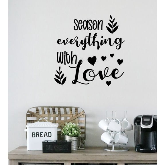 Wall Art Decals For Kitchen Season Everything With Love Word Decor Stickers 23x23-Inch Black
