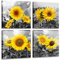 Wall Art Decor - 4 Panels Sunflower Canvas Wall Art Giclee Modern Home Decoration Watercolor Poster Canvas Picture for Living Room Ready to Hang