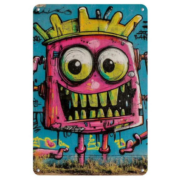 Wall Art Decor For Home cadvlck Alien characters tagging a graffiti wall with a humorou