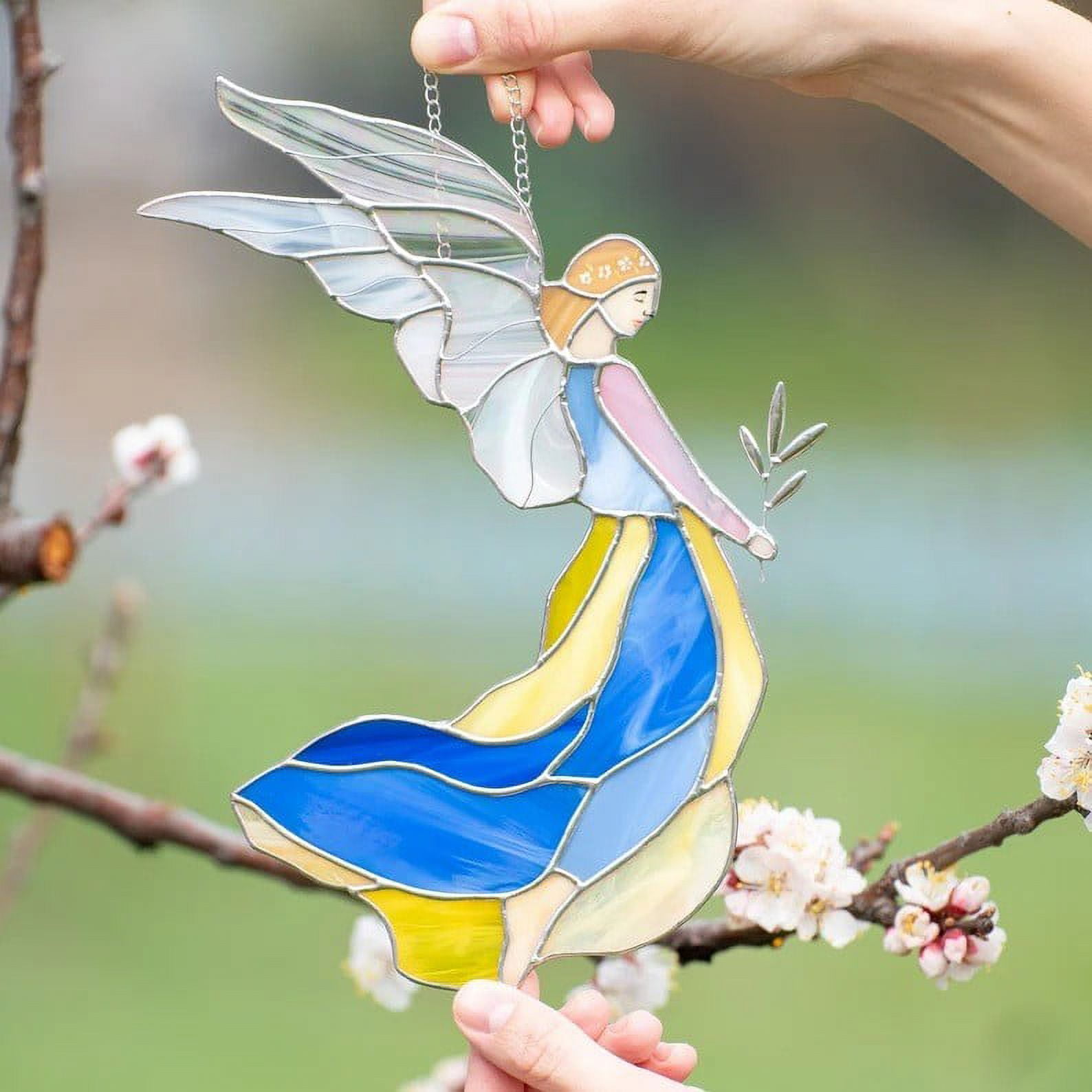 Wall Art Decor Hangings Guardians Angel Stained Glass Umbrella Father's