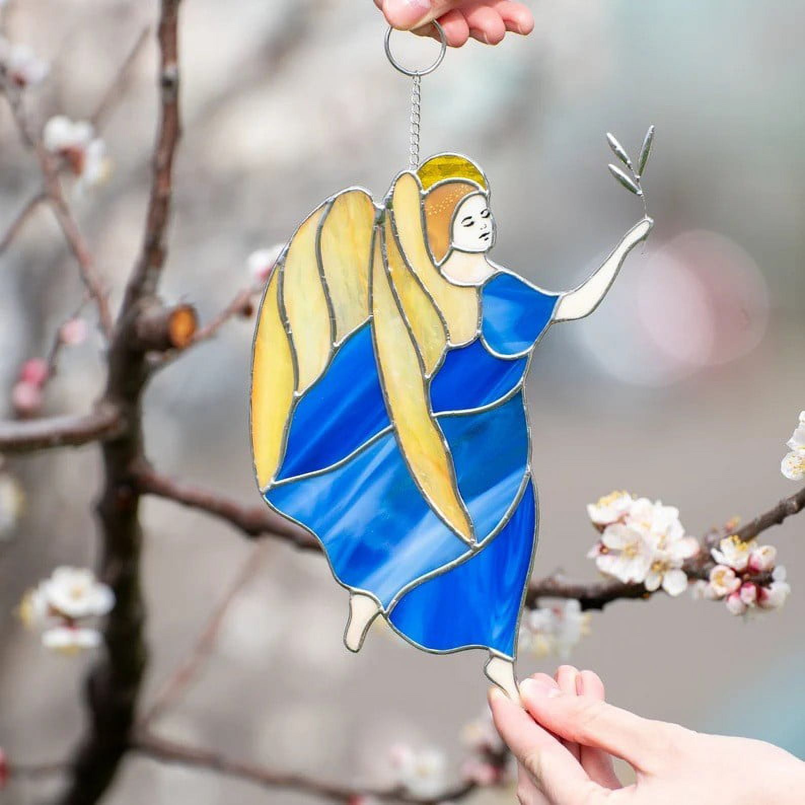 Wall Art Decor Hangings Guardians Angel Stained Glass Umbrella Father's