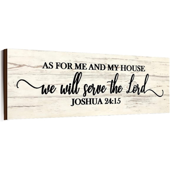 Wall Art Decor, As for Me and My House We Will Serve the Lord Wooden Plaque Decor for Church Home Farmhouse Bible Verse Scripture Wall Signs (17 x 6 Inch, Joshua)