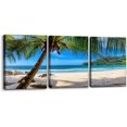 thumbnail image 1 of Wall Art Decorations Tropical Island Beach Vacation Paradise Painting Print on Canvas Wilderness Nature Wall Art for Home Office Decor Modern Artwork Ready to Hang - 12" x 16" x 3, 1 of 6