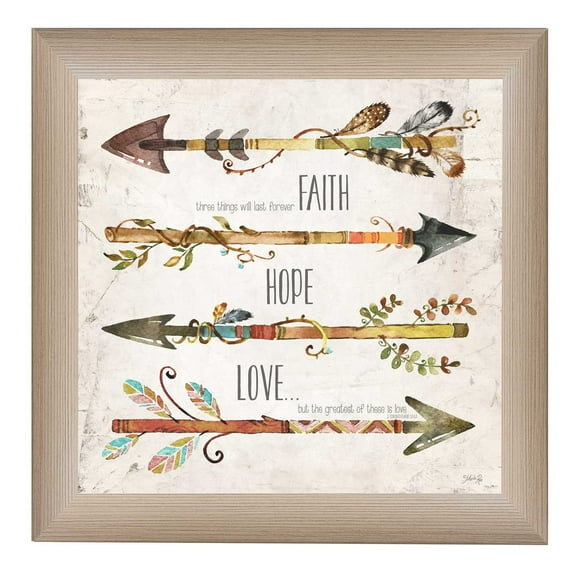 Wall Art "Faith, Hope, Love" By Marla Rae, Printed Wall Art, Ready To Hang Framed Poster, Beige Frame,Wall Decals