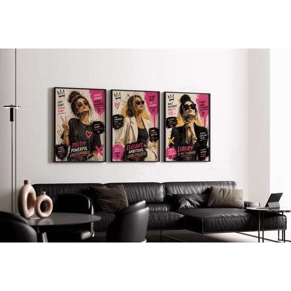 Wall Art Feminist Wall Art Powerful Elegant Print Ambitious Quote Boss Lady Poster Feminist Print Fashion Print Women Decor Poster Set 3