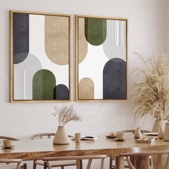 Wall Art Geometric Arches Mid Century Modern Wall Art Abstract Minimalist Boho Wall Art Living Room Set 2