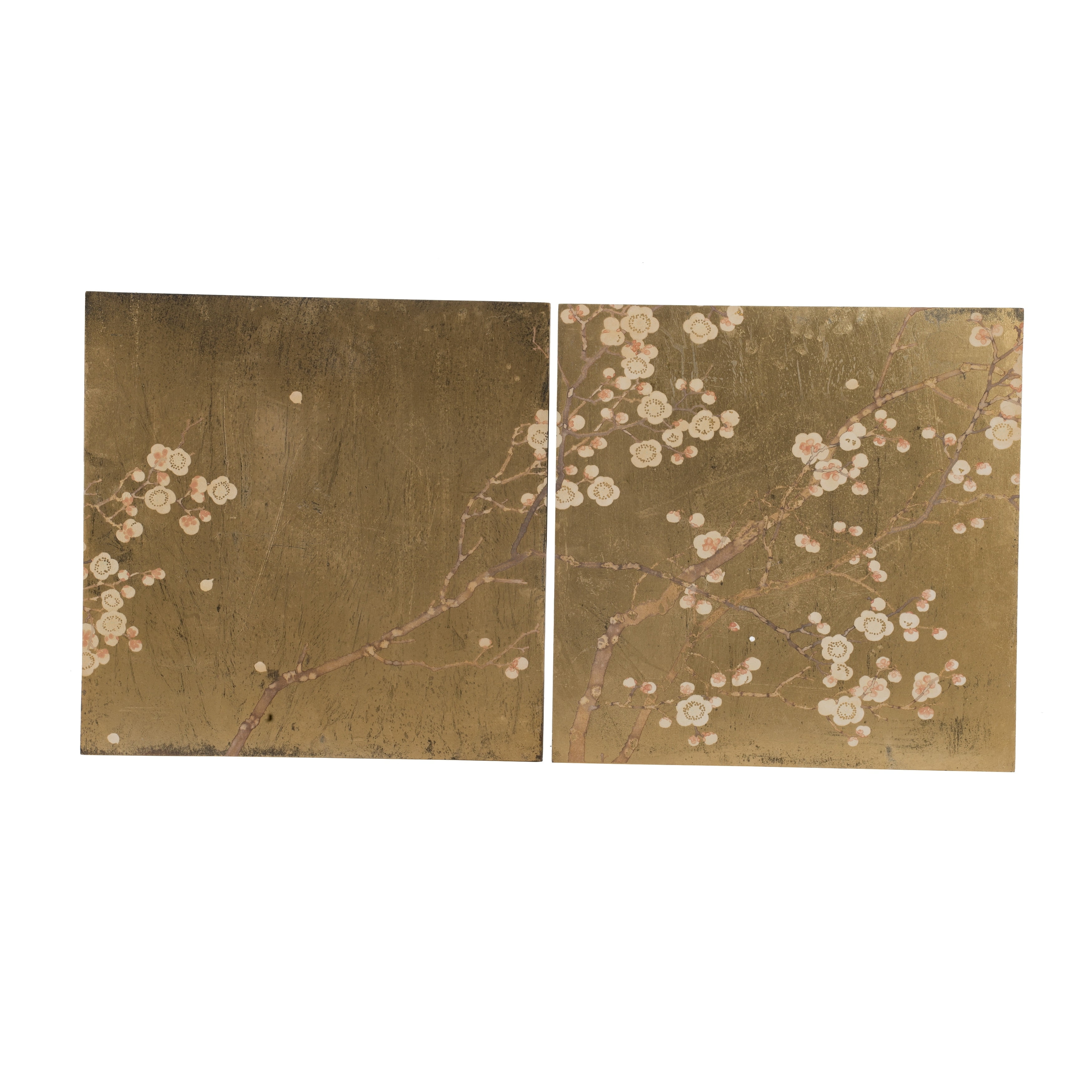 Gold and Pink Cherry Blossom Panel Wall Art Set