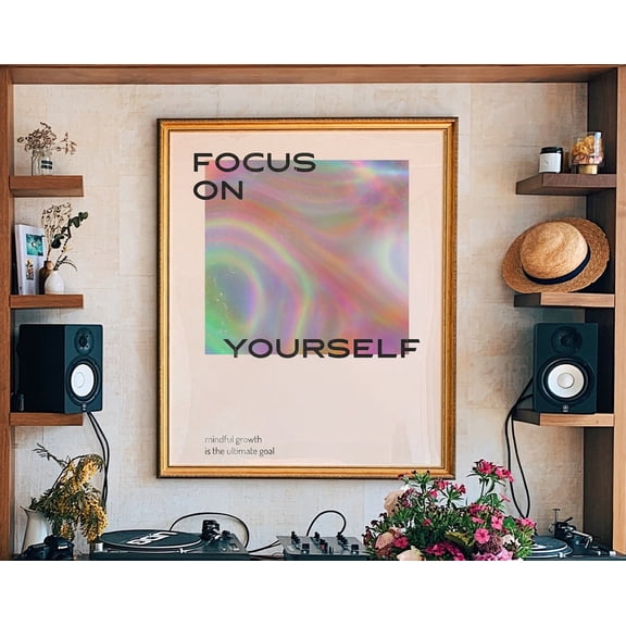 Wall Art, Gradient Art, Aura Poster, Mindful Quote, Psychedelic Poster, Retro Psychedelic Wall Art, 70S Home Decor, 70S Aesthetic Decor Wall Art, Modern Wall Decor For Living Room, 12x18 UNFRAMED
