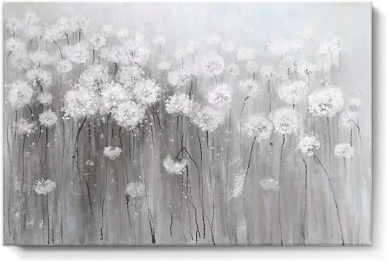 Wall Art Grey and White Flowers Modern Farmhouse Paintings Botanical ...