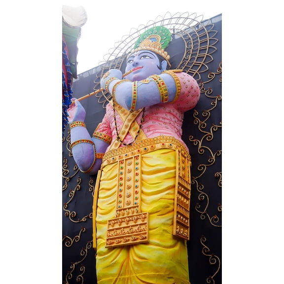 Wall Art Impressions 13x24in Coated Paper Lord Krishna holding the flute