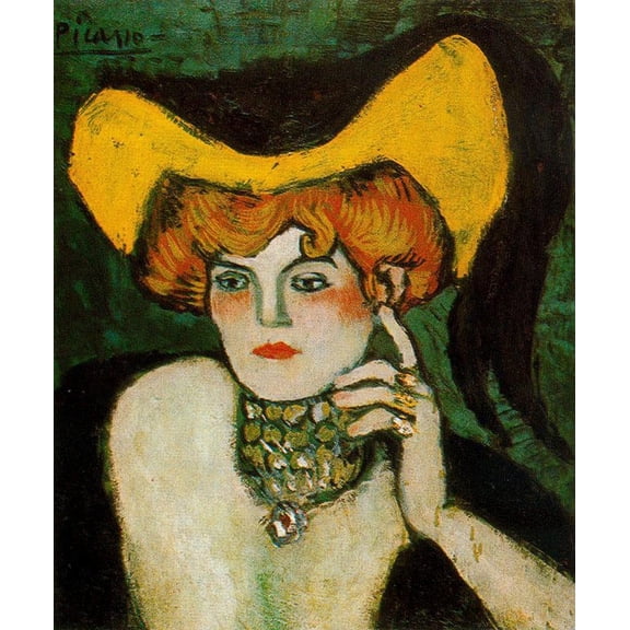 Wall Art Impressions 14x17in Fine Art Quality Poster Woman with necklace of gems, 1901 - Pablo Picasso