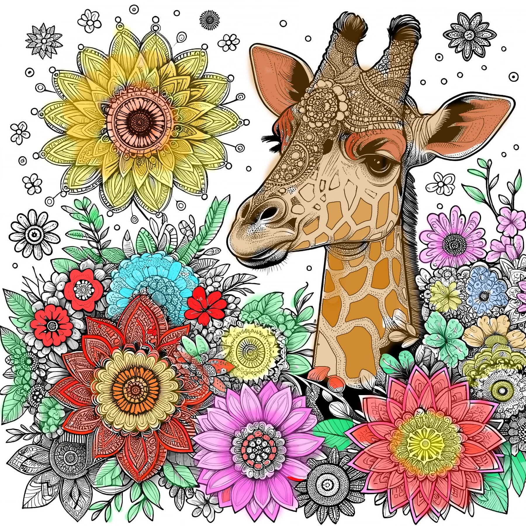 Wall Art Impressions 20"x20" Giant coloring poster - Majestic Giraffe ...