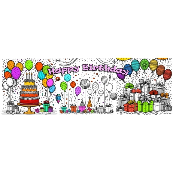 Wall Art Impressions 20"x65" Giant Personalized Birthday Poster. Large Customizable Birthday Coloring Poster