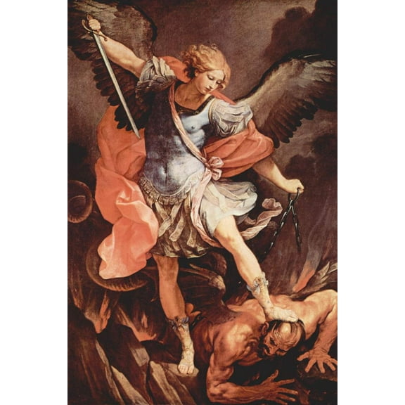 Wall Art Impressions 21x32in Photographic Quality Poster The Archangel Michael defeating Satan Guido Reni 1635