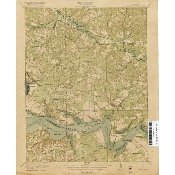 Wall Art Impressions 24"x29" Heavyweight Quality Paper:: Historic Topographic Maps Of Virginia 【Laminated】